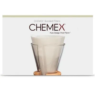 Utvikta pappersfilter Chemex Half Moon, 100 st. (För 3-kopp Chemex) – kaffefilter