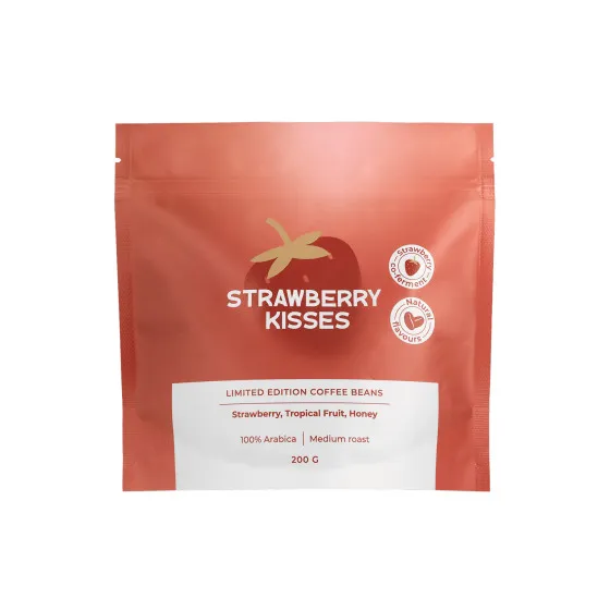 Coffee Friend Limited edition kaffebönor Strawberry Kisses (samjäsning med jordgubbar), 200 g – kaffebönor