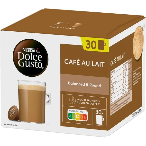 Nescafé Dolce Gusto Café Au Lait Kaffekapsel 30-pack, kaffekapsel