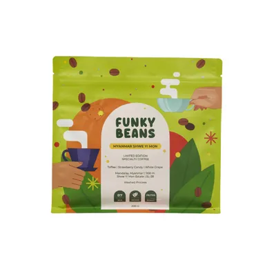 Funky Beans Specialkaffebönor Funky Beans Myanmar Shwe Yi Mon Filter, 200 g – kaffebönor