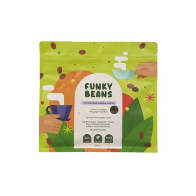 Funky Beans Specialkaffebönor Funky Beans Honduras Santa Lucia COE#2, 200 g – kaffebönor