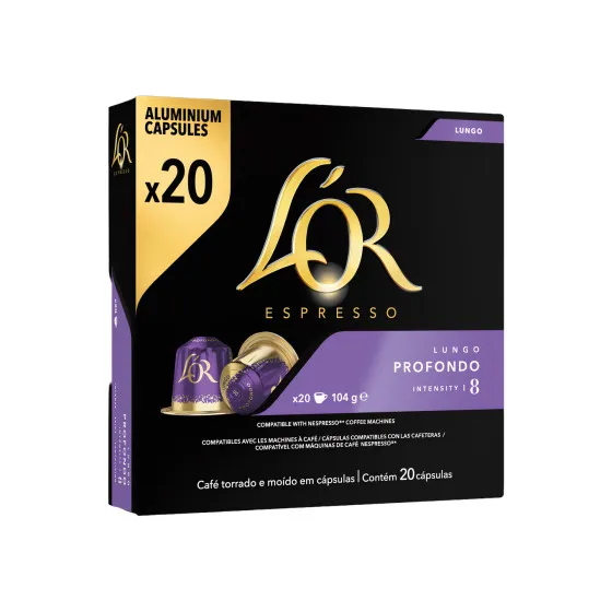 L'OR Profondo kaffekapslar för Nespresso®-maskiner, 20 st., kaffekapsel