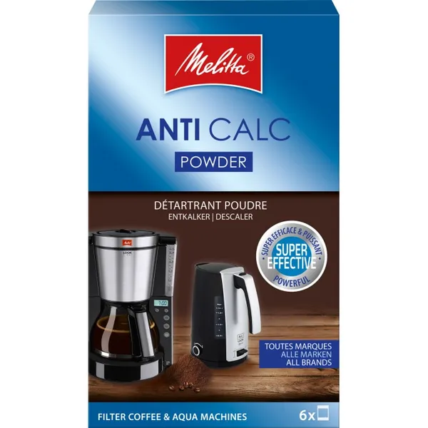 Melitta Anti Calc Pulver för Filterkaffebryggare & Vattenkokare 6-pack, reservdel