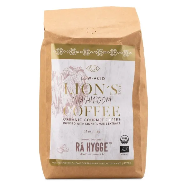 Rå Hygge Lions Mane Svampkaffe, 1 kg, Bryggmalet – kaffealternativ