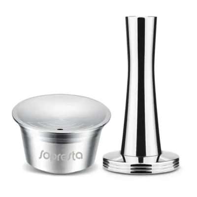 Sopresta Återanvändbart Kaffekapsel i Stål för Dolce Gusto - 1x Tamper, tillbehör